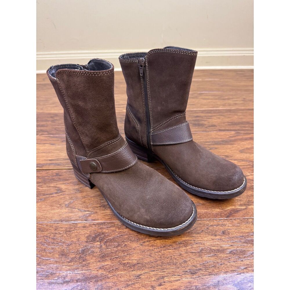 TAOS Craft Brown Suede Block Heel Ankle Boots, Sz 40 (9-9.5)